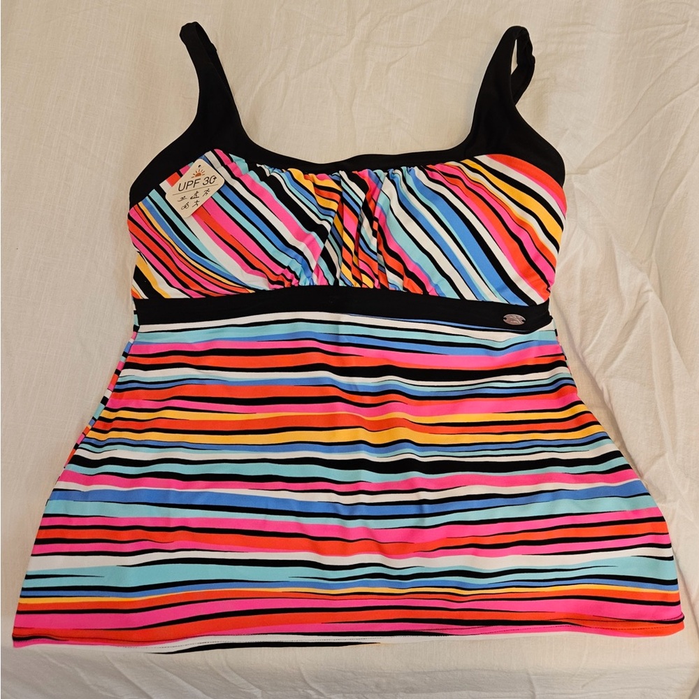 ZeroXposur Women's Colorful Striped Swim Tank Top